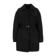 Jil Sander Oversize Dunjacka i Svart Gabardin Black, Dam