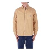 Carhartt Wip Beige Logo Front Button Shirt Beige, Herr