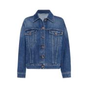 Brunello Cucinelli Blå Denimjacka Klassisk Stil Blue, Dam