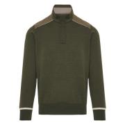 Paul & Shark Ull Half-Zip Stickat Green, Herr