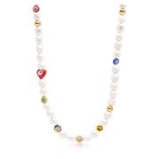 Nialaya Womens Smiley Face Pearl Necklace with Assorted Beads Yellow, ...