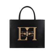 Elisabetta Franchi Svart Medium Handväska med Logotyp Black, Dam