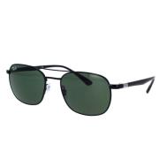 Ray-Ban Fyrkantiga Metall Solglasögon Gröna Linser Black, Unisex