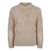 Ermanno Scervino Spetsdetalj Ulltröja Beige, Dam