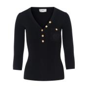 Elisabetta Franchi Svart Stickad Topp Black, Dam