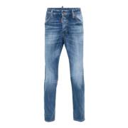 Dsquared2 Blå Denim Skinny Jeans med Distressed Detaljer Blue, Herr