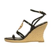 Tory Burch Espadrille Wedge Platta Skor Black, Dam