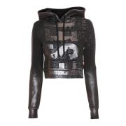 Diesel Vintage hoodie med huva och dragsko Gray, Dam