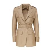 Max Mara Brun Läder Trenchcoat Beige Brown, Dam