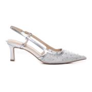 Michael Kors Silver Hälad Slingback med Luminous Stenar Gray, Dam