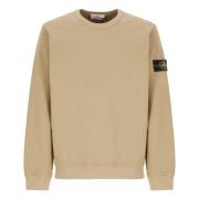 Stone Island Beige Bomullsweatshirt med Logopatch Beige, Herr