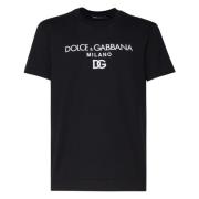 Dolce & Gabbana Svart Bomull T-shirt Rund Krage Korta ärmar Black, Her...