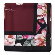 Dolce & Gabbana Burgundy Blommig Sidenscarf Multicolor, Dam