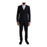 Dolce & Gabbana Blå Slim Fit 3-Delad Kostym Martini Blue, Herr