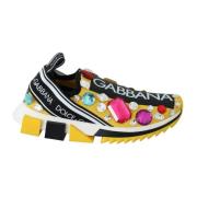 Dolce & Gabbana Gula Sorrento Kristall Sneakers Multicolor, Dam