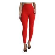 Dolce & Gabbana Hög Midja Stretch Leggings Byxor Red, Dam