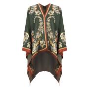 Etro Grön Blommig Poncho Jacka Multicolor, Dam