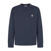 Maison Kitsuné Räv Huvud Patch Sweatshirt Blue, Herr