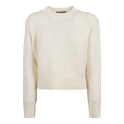 Fabiana Filippi Präglad Crew Neck Tröja Vit White, Dam