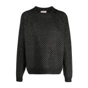 Laneus Studded Crew Neck Pullover Black, Herr