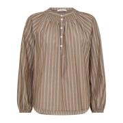 Co'Couture Randig blus med puffärmar Beige, Dam