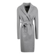 Fabiana Filippi Ull Cashmere Basic Topcoat med Självbälte Gray, Dam