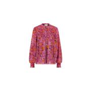 FABIENNE CHAPOT Flowy Ballongärm Blus Pink, Dam