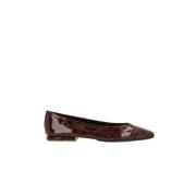 Loro Piana Animalier Patentläder Ballerina Brown, Dam