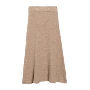 IVY OAK Mjuk Bouclé A-Linje Kjol Beige, Dam