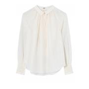 Gustav Feminin Blus med V-ringning och Smock Manschetter Beige, Dam