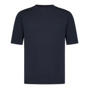 Malo Blå Ribbad Crewneck T-shirt Blue, Herr