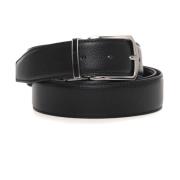 Boss Justerbart Reversibelt Läderbälte med Logospänne Black, Herr