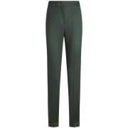 Etro Grön Ullbyxor Slim Fit Green, Dam