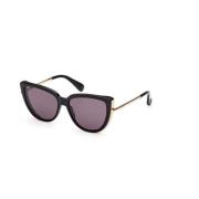 Max Mara Shiny Black Smoke Solglasögon Black, Unisex