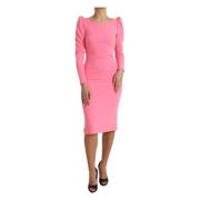 Dolce & Gabbana Elegant Rosa Bodycon Midi Klänning Pink, Dam