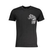 Cavalli Class Svart Bomull T-shirt med Tryck Logo Black, Herr