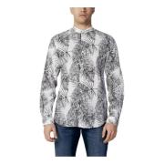 Antony Morato Svart Print Mandarin Krage Skjorta Black, Herr