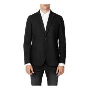 Mulish Svart Knappfästning Revers Blazer Black, Herr