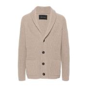 Tagliatore Herr Shawlkrage Cardigan Sweater Beige Beige, Herr