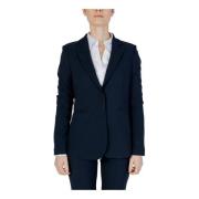 Sandro Ferrone Blå V-ringad Revers Blazer Blue, Dam