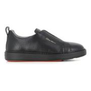 Santoni Läder Laceless Sneakers Black, Herr