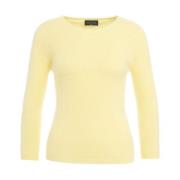 Roberto Collina Italiensk Stickad Angora Crew Neck Tröja Yellow, Dam