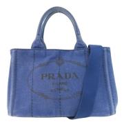 Prada Vintage Pre-owned Canvas totevskor Blue, Dam