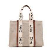 Chloé Canvas Kalvskinn Toteväska Beige, Dam