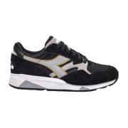 Diadora Svarta Läder Lace-Up Sportiga Sneakers Black, Dam