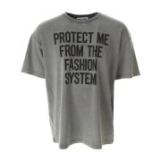 Moschino Mode System Print Protect Me T-Shirt Gray, Herr