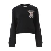 Moschino Cropped Teddy Jewel Sweatshirt Black, Dam