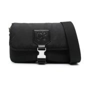 Palm Angels Svart Monogram Debossed Axelväska Black, Dam