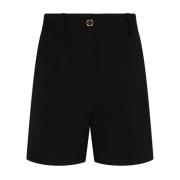 Patou Svarta ullshorts med pleather detalj Black, Dam