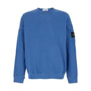 Stone Island Blå Crewneck Tröja med Logoficka Blue, Herr